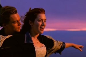 titanic romantic scene sunset