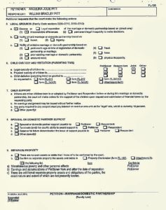 EXCLUSIVE: Angelina Jolie has cited "irreconcilable differences" as the reason for wanting to divorce Brad Pitt and court documents list their separation date as September 15, 2016. The divorce petition, filed at Los Angeles Superior Court on September 19, lists the names of the couple's children and states that Jolie is requesting sole physical custody with visitation rights for Pitt. She wants them to share legal custody of the brood and she is not offering or requesting any spousal support. The 11-page court document is also requesting that "miscellaneous jewelry and other personal effects" are considered separate property, along with earnings and accumulations made by Jolie after the date of separation. Jolie, who married Pitt in 2014, wants them to split the legal costs of the divorce case. Ref: SPL1358494 200916 EXCLUSIVE Picture by: Splash News Splash News and Pictures Los Angeles: 310-821-2666 New York: 212-619-2666 London: 870-934-2666 photodesk@splashnews.com